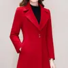 Женское шерстяное пальто, осеннее и зимнее корейское шерстяное пальто средней длины с воротником до колена 230904