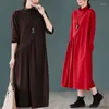 Casual Dresses YZJNH 2023 Autumn All Cotton Knitted Long Dress Women's Loose And Versatile Half High Collar