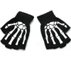 Gants squelette Noctilucent, accessoire de jeu de rôle d'halloween, mitaines demi-doigt, tricot d'hiver tendance, accessoires de vêtements pour hommes et femmes