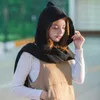 Scarves Women Winter Knit Hooded Scarf Headscarf Neck Warmer Hoodie Hat 230904