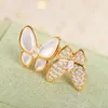 Pierścienie klastra marka czysta 925 srebrna biżuteria Mother of Pearls Butterfly Wedding zaręczynowy pierścionek luksusowy