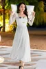 Sıradan Elbiseler Y2K Giysileri Tasarımcı Zarif Uzun Kollu Kare Yaka Maxi Kadınlar için Zevity Yüksek Bel Peri Doğum Günü Dot Partisi Elbise