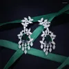 Dingle örhängen Temperament Teardrop Emerald Drop Earring Silver Color Princess Tassel Wedding Jubileumsgåvor smycken