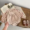Ins roupas de bebê outono veludo princesa criança meninas macacão bonito manga longa floral bodysuits vestido tutu 2577