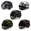 Cascos de ciclismo Casco de bicicleta Casco de ciclismo transpirable Hombres Mujeres Gafas extraíbles Lente MTB Casco de bicicleta de carretera con luz LED 230904