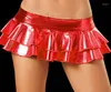 Skirts 1 Piece 2023 Sexy Women's Metallic Shiny Mini Skirt Solid Ruched Elastic Waist Party Double Layers Pleated Short