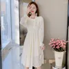 Casual Dresses Autumn/winter Sweet Black And The 2023 Long-sleeved Gentle Temperament Waist Bud Silk Is Female Dress