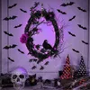 Andra evenemangsfestleveranser Halloween Black Crow Bat Horror Wreath with Led Light Moon Cat Frad Door Window Wall Decorations Inomhus utomhus Holiday Party 230904