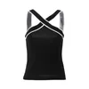 Débardeurs pour femmes Femmes Criss Cross Halter Top sans manches Basic Slim Fit Rayé Rib Knit Tank Léger Athletic Yoga Shirt