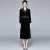 Casual Dresses Autumn Vintage Black Bodycon Midi Dress Women Notched Long Sleeve Office Lady Female Clothes Mujer Robe N9100