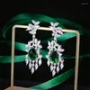 Dingle örhängen Temperament Teardrop Emerald Drop Earring Silver Color Princess Tassel Wedding Jubileumsgåvor smycken