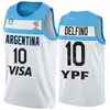 Tryck basket Argentina 4 Luis Scola Jersey 29 Patricio Garino 14 Gabriel Deck 7 Facundo Campazzo 5 Manu Ginobili 9 Nicolas Brussino 2023 VM BLÅ VIT