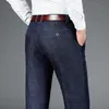 Jeans da uomo Autunno Inverno Classico tessuto Lyocell Jeans da uomo larghi a gamba dritta a vita alta Pantaloni business casual elasticizzati Pantaloni di marca maschile 230904