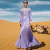 Etniska kläder Satin Abaya Dubai Turkiet Arabiska muslimska Maxi -klänningar för kvinnor Elegant Jalabiya Islam Marockan Kaftan Robe Caftan Marocain