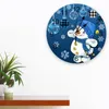 Orologi da parete Natale blu pupazzo di neve fiocco di neve orologio da pranzo ristorante caffetteria decorazione rotonda decorazione domestica silenziosa