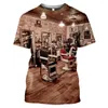 Herren-T-Shirts, klassisches Retro-Barber-Tools, Rundhalsausschnitt, kurze Ärmel, Sommer, 3D-Druck, T-Shirt, Hip-Hop-Trend, Persönlichkeit, Modegeschmack, Top