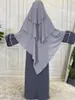 Abbigliamento etnico Musulmano Lungo Khimar Indumento formale di preghiera Hijab Donna 3 strati Khimars Ramadan Niqab Burka Namaz Musulman Eid Djellaba