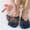 Herrstrumpor Herr 5Prairs Mesh Invisible Breatble Sweat-Absorbering Short Sock Non Slip Five Toe High Quality