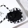 Berets Spring Autumn Women Men Black White Plaid Checkerboard Skullies Beanies Harajuku Hip Hop Outdoor Sunscreen Beanie Hat Gifts