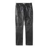 Pantaloni da uomo Harajuku Pantaloni in pelle nera Pu per uomo Y2K Streetwear Pantaloni larghi dritti casual unisex Hip Hop Cargo allentato oversize J230904