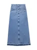 Jupe s Denim jupe bleu côté fendu décontracté taille haute hanche paquet Midi femme 2023 printemps été mode Streetwear 230901