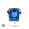 Cluster Rings Amorita Luxry Jewelry Accessories Party Wedding Cocktail Ring For Brial Show Cushion Cut Blue Color Zircon