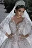 2023 Plus Size Wedding Dresses Beading Bridal Gowns Long Sleeve Crystal Lace Appliqued Sequined Vestidos De Novia Arabic Aso Ebi Beaded Custom Made Wear 328 328