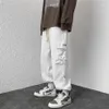 Men's Pants White Mens Hip Hop Cargo Fashion Joggers Casual Streetwear Multi-Pocket Ribbons Harem Sweatpants187E