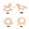 Teethers Toys 1pcs Wooden Baby Teether Animal BPA Free DIY Pacifier Chain Necklace Accessories Tooth Pendant Nursing Gift 230901