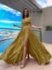 Grundläggande casual klänningar 2023Casual Elegant Slim Sexig klänning Sommaren Ny kvinnors klänning Långt Tailed Banket Evening Dress Off Shoulder Wedding Dress Brides LST230904