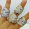 خواتم الزفاف Godki Trendy Crossover Big Bold Bold Ring for Women Cubic Zircon Finger Rings Beads Charm Ring Bohemian Beach Jewelry 230901