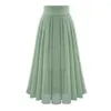 Skirts 2023 Summer Long Pleated Women Plus Size Chiffon High Waist Pink Casual Midi Skirt White Harajuku Saia Jupe Longue Femme