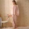 Vêtements de nuit pour femmes Style princesse pour filles, pantalons à manches longues, doux, ample, pur désir, ensemble de vêtements de maison Vintage français