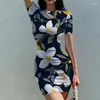 Casual Dresses Summer Lady Sexy Dress Flower 3D Printed Fashion Trendy Women's Body