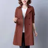 Frauen Graben Mäntel 2023 Frühling Herbst Stil Mantel Lose Weibliche Medium Lange Zweireiher Mode Temperament Damen Jacke