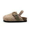 Slipper Child Baby Boys Girls Warm Fuzzy Plush Sandals Cork Faux Fur Flats Toddler Prewalker Elastic Back Strap 230901