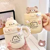 Чашки Посуда Посуда Kawaii Bear Кофе Термальная чашка для холодных напитков Вода Чай Молоко Термос Кружка Чашка из нержавеющей стали с соломенной крышкой Портативная бутылка x0904