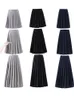 Kjolar japanska preppy stil kvinnor elastisk midja lång midi kjol dam mode party kvinnlig veckade flickor skol uniform 230901