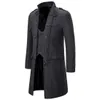 Women's Wool Blends Spring and Autumn New Men's Coat Mid-Length Long-Sleeve Simple Casual Coat Men's Versatile Slim Fashion Trench Coat HKD230904