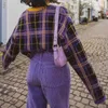 Pantalon femme s violet mode Y2K décontracté automne coréen Jogger ajustement serré velours côtelé pantalon droit dames poche taille haute 230901