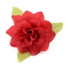 Entier-50 pcs 4 cm à la main mini soie artificielle rose fleurs têtes avec feuilles bricolage scrapbooking fleur baiser boule pour mariage de255p