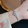 Link pulseiras cheias de strass ajustável banhado a ouro amor coração pulseira para mulher 2023 na moda rosa zircão jóias presentes