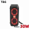 Portable Speakers TG333 30W power wireless bluetooth speaker dual speaker card outdoor subwoofer RGB colorful lights with FM radio caixa de som Q230904