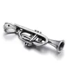 Stainless Steel Trumpet Creative Musical Pendant Mens Necklace Rope Chain Silver Gold Jewelry For Gifts