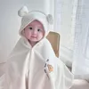 Blankets Baby Bath Towel Blanket Coral Fleece Soft Cotton Absorbent Hooded Cape Embroidered Autumn And Winter Thickened