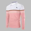 Heren Polo's Lente Herfst Paard Print Mannen Lange Mouw Spell Kleur Polo Shirt Business Casual Revers Tops 230904