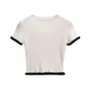 Women's T Shirts Elmsk British Fashion Girls High Street Cropped Rib T-Shirt Knitted Basic Tops Women