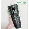 Mugs 710ml Korean Girls Co branded Style with straw durian cup 24oz diamond tie cold drink Coffee box 230901