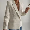 بدلات نسائية بليزرز للنساء أزياء مزدوجة الصدر هوندستوث بليزر معطف خمر الأكمام طويلة الأكمام الجيوب الإناث