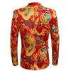 Costumes pour hommes Blazers Style chinois Costume d'impression de dragon rouge Hommes Stage Singer Wear 2 pièces Ensemble Slim Fit Costume de smoking de mariage 263H